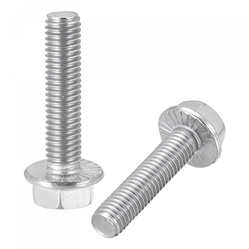 Image of uxcell M8x35mm Hex Serrated Flange Bolts Screws Metric Thread 304 Stainless Steel 10pcs