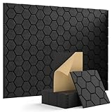 12 Stück Akustikpaneele Selbstklebend, Schallschutzplatten 30x30x0.9cm, Schallabsorber für Gaming Deko, Büros, Studios, Schlafzimmer (Schwarz)