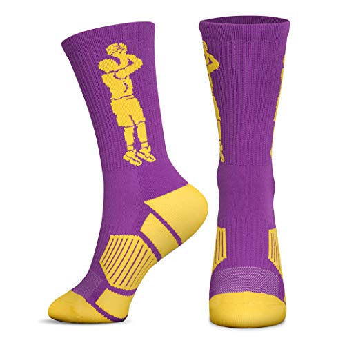 Image of ChalkTalkSPORTS Basketball Socks - Cushioned Mid-Calf Crew - Youth & Adult | Moisture-Wicking Performance Blend, Athletic Basketball Gear, Stay-Up Technology, Arch Support, Breathable, Boys and Men