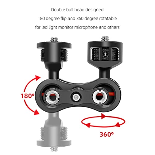 Cofunkool Magic Arm Double Ball Head Adapter Mount With 1/4" Thread And Damping Ring For Camera Field Monitor Led Lights #TOP1