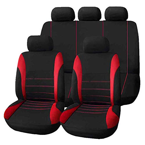 Autositzbez&uuml;ge - 9 Teile von Universal-Autositzbez&uuml;gen, vordere hintere Kopfst&uuml;tzen, komplette Sets, wasserdichte Autositzbez&uuml;ge. (Color : Red)