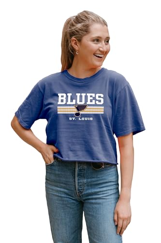 St. Louis Blues NHL Officially Licensed Women's Crop Top T-Shirt Ringspun Team Color, Small