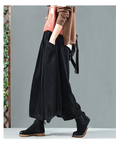 Women Vintage Button Front Bubble Corduroy Long Skirt with Pockets A-Line Silhouette Fall Midi Skirt Japanese Style3