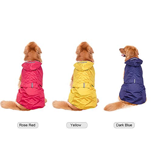Cucudy 5XL Reflective Pet Dog capa de chuva capa de chuva impermeável com trela buraco para cães méd