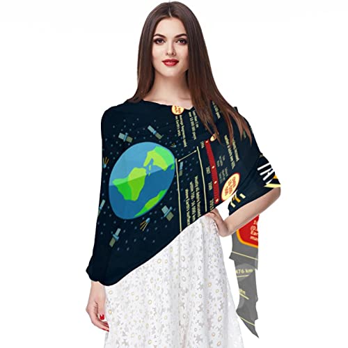 Foulard en mousseline de soie motif fusée cadeau original femme