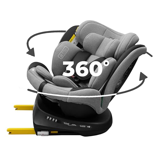 Silla Coche Bebe 0-36 kg con Isofix – Silla de Coche Gruppo 0 1 2 3, Giratoria 360, i-Size (40-150cm) - Reclinable, Ajuste de Altura