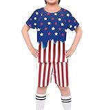 ORGYPET Star Stripe Soccer Jersey Boys Children's 2024 Trendy Football Suit Easy to Movement Soccer Jersey for Kids Soccer Uniforms for Boys Keep Boys Fresh All Day Long, L