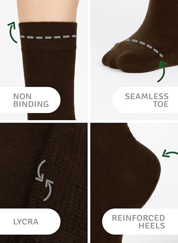 Image of Women's Bamboo Dress Socks, Crew for Business Trouser Casual, Soft, Thin & Seamless, Size 6-9 /9-12 (3, 4 or 5 Pairs)