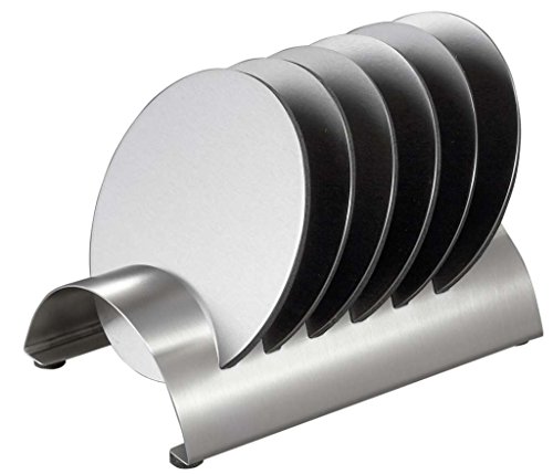 Visol Products Julian Stainless Steel Round Coaster Set with Holder, Chrome