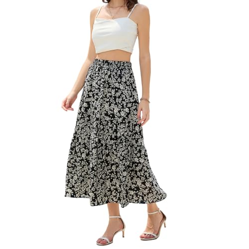Maxi Skirts for Women with Pockets Long Midi Length Casual Skirt for Holiday