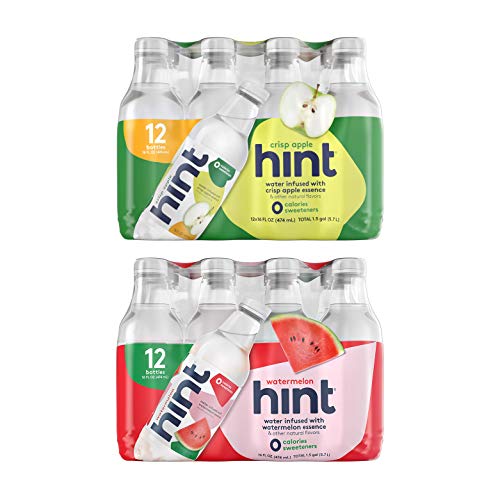Hint Water Crisp Apple and Hint Water Watermelon (Pack of 24), 12