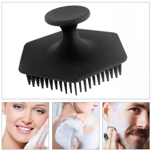 Image of Silicone Face Scrubber Brush with Handle for Facial Cleansing and Body Washing brus (Black)