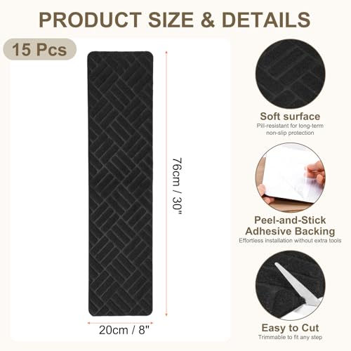 Peldaños antideslizantes lavables y reutilizables de 20 x 76 cm para proteger escaleras 4