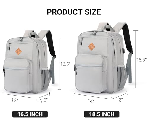 Image of ZORFIN 36L Backpack for College, and Travel: Water Resistant Bookbag with 8 Compartments - Grey