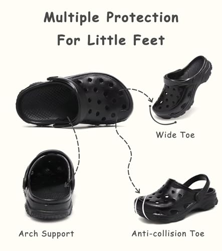 Image of Boys and Girls Tie Dye Clogs for Kids,Unisex Eva Mules for Big Kid,Little Kid,Boy and Girl Closed Toe Slide Sandals,Black and White