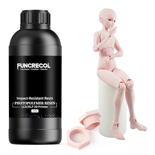 Image of Tough 3D Printer Resin, Wear Resistant & Impact-Tough Resin for BJD Models & Articulated Figures, High Precision Soomth Matte Finish 3D Printing Liquid for LCD DLP MSLA Printers (Pink, 1KG)