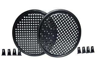 12-Inch Round Speaker Subwoofer Grill Covers, Black, Pack of 2 with Mounting Clips