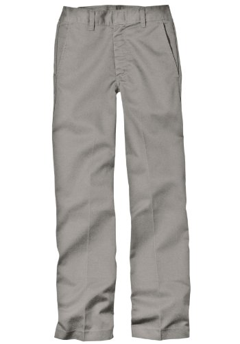 Dickies Big Boys' Classic Flat Front Pant, Silver, 16 Regular #TOP28
