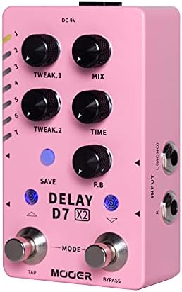 MOOER D7 X2 Delay 14 different types Delay Authentic Vintage and Modern Delay Effects from Classic Analog, Tape Delays, Experimental Low-Bit Delay, Galaxy Delay and Pingpong Delay