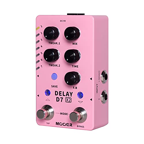 Mooer D7 X2 Delay 14 Different Types Delay Authentic Vintage And Modern Delay Effects From Classic Analog, Tape Delays, Experimental Low-Bit Delay, Galaxy Delay And Pingpong Delay #TOP12