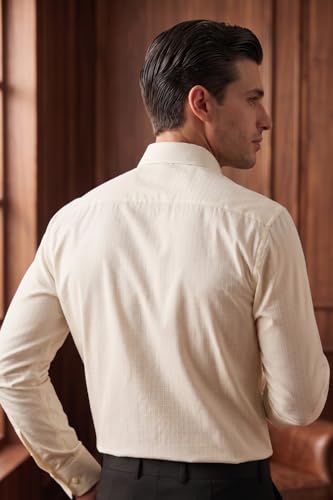Image of Louis Philippe Men's Slim Fit Easy to Iron Everyday wear Premium Cotton Full Sleeve Textured Formal Shirt
