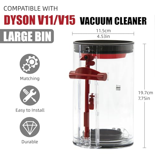 Image of Dust Bin Replacement for Dyson V11 V15 SV14 SV15 SV22 Vacuum Cleaner, Large Bin for Dyson No. 970050-01 and No. 965443-01