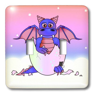Interrupteur bébé dragon violet 3dRose customisation murale chambre et bureau