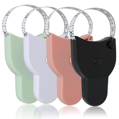 4 PCS Ruban à Mesurer Corporel Souple 150 cm, 150 cm/60 pouces, Mètres Souples pour Tour de Taille, Poitrine, Bras, Hanches, Ruban de Couture Flexible Blanc, Noir, Rose et Vert, Outil de Mesure Précis