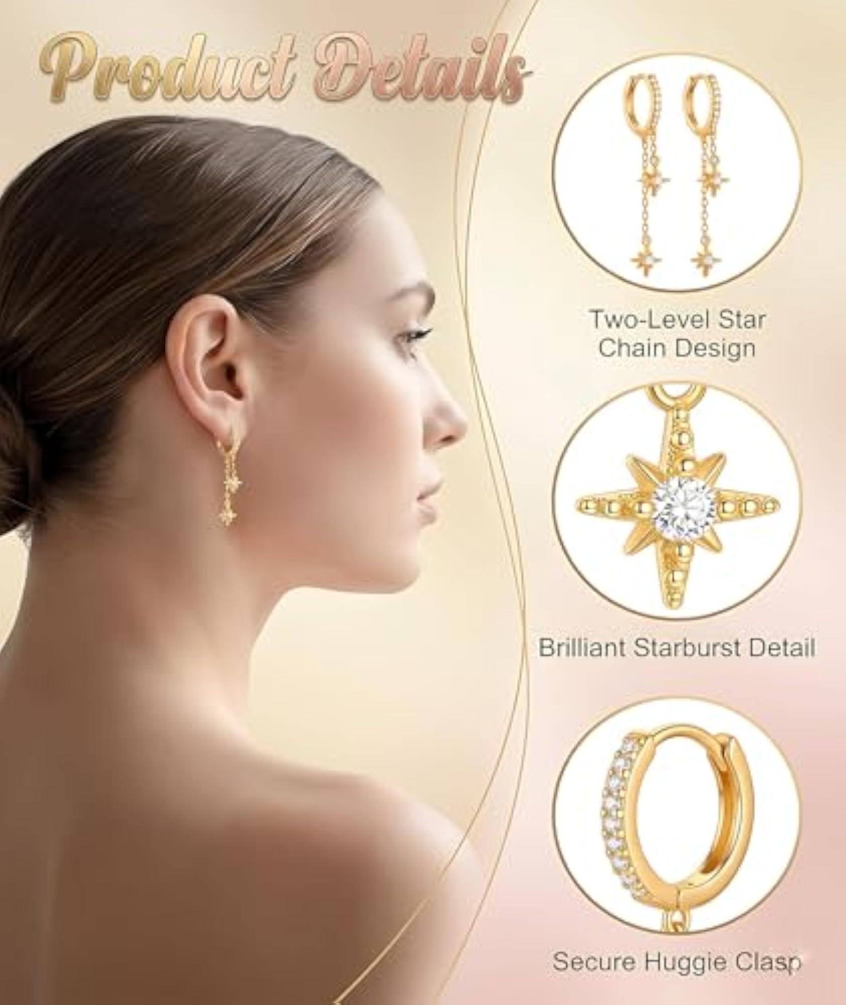 3 Pairs Helix Earrings Set for Women