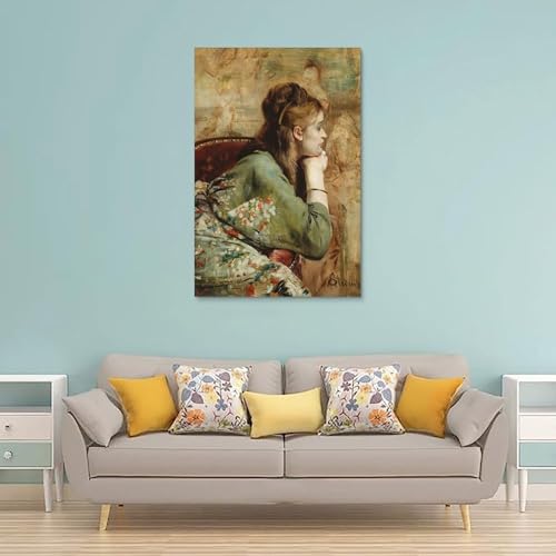 Tableau Alfred Stevens Méditation pour habiller un mur vide toile réalisme 1872
