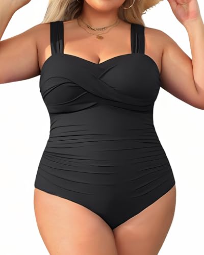 Yonique Plus Size One Piece Swimsuit for Women Tummy Control Bathing Suit Ruched Swimwear
