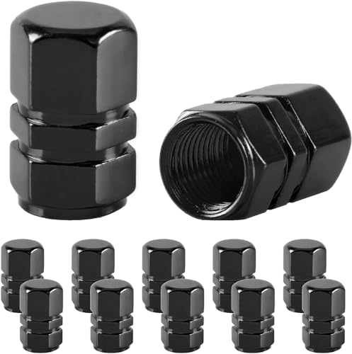 Car Tire tire Valve Cap Valve stem Cover, 12PCS Valve stem Cap,for Automobiles, SUV, Motorcycles, Bicycles, and Trucks, Universal tire Valve stem Cap (Black)