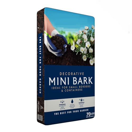 Indigo® Decorative Mini Bark 70L – 8–20mm Bark Chips Mulch for Beds, Borders & Pots, Weed Control & Moisture Retention