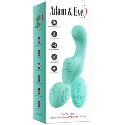 Adam & Eve Wave Rider Vibrating Grinder, Rumbly Contoured Silicone Vibrator with Dual Motors, Remote Control, Textured Grinding Surface, 9 Modes, Waterproof, Rechargeable, for Intense Pleasure