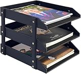 for Black Document Tray Set 3 Tier Vertical Organizer for Papers Magazines Home O...