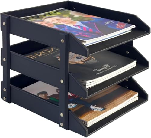 for Black Document Tray Set 3 Tier Vertical Organizer for Papers Magazines Home O...