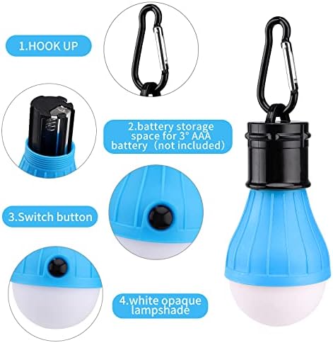 5 Pcs Camping Lights LED Tent Lights with Carabiner Clips Outdoor Mini Camping Lantern Portable LED Tent Lantern Lamp 3 Lighting Modes Hanging Light Waterproof Emergency Camping SOS Signal Light