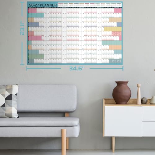 MaaIbok 2026 Yearly Wall Calendar - 2026 Calendar, Yearly Wall Calendars 2026, Jan 2026 - Dec 2026, 23.1 x 34.6 (Open), 2026 Wall Calendar 12 Month, Julian Dates, Thick Paper, Round Stickers, Large Calendar.