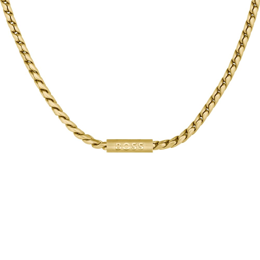BOSS Jewelry Collar de Cadena para Hombre Colección DORAN en Acero Inoxidable con una Placa Grabada