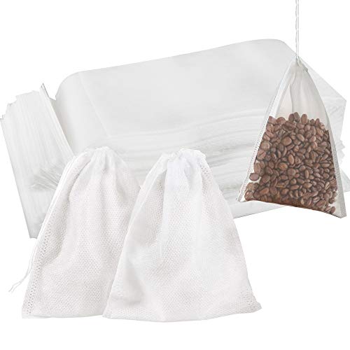 200 Pcs Disposable Tea Filter Bags - 6" x 8" Natural Cotton Muslin Infuser for Loose Leaf Tea, Coffee & Herbs