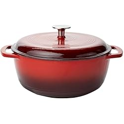 Pyrex Hierro Fundido Amazon Basics - Redondo Horno holandés de hierro fundido esmaltado, 4 L, Rojo