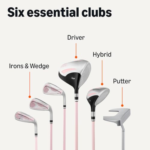Image of Amazon Basics Golf Club Set, 6- Piece with Stand Bag, Oversized Clubface, Low Center of Gravity