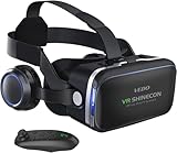 Oculos VR para Celular com Controle Remoto, Headset 3D Óculos de Realidade Virtual Celular, Compatível com iPhone/Android, para Smartphones de 4,7 a 6 Polegadas