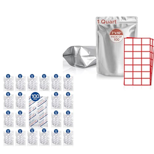 Image of 100x Mylar Bags (1 Quart) with 100x Oxygen Absorbers (400cc)