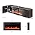 EROMMY 70'' Floating TV Stand with 36'' Electric Fireplace, High Gloss Finish Entertainment Center with 12 Flame Fireplace Insert Heater, Fireplace TV Console for TVs up to 80'' for Living Room, Black
