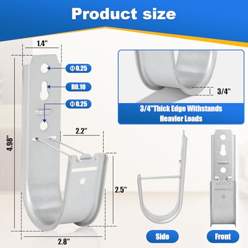 Image of 50 Pack2 Inch J Hooks for Cabling, Galvanized Steel Cable Supports