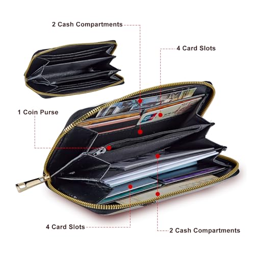 Wristlet Wallet for Women Teen Girls Womens Wallet RFID Blocking Credit Card Holder with Removable Wristlet,Leather Phone Wallet Clutch Large Capacity Ladies Travel Purs,Color butterflies2