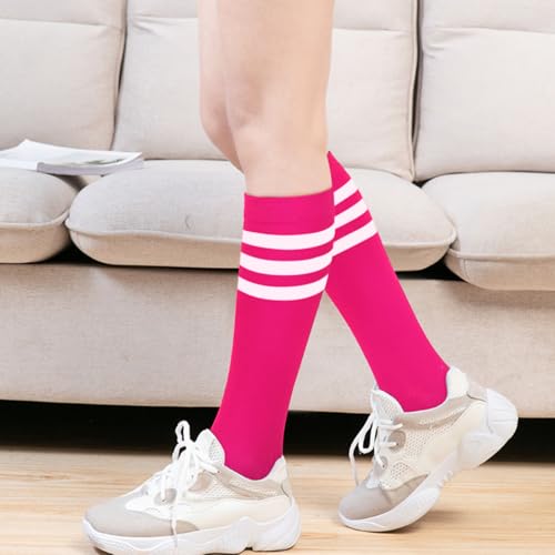 Image of DRESHOW 3 Pairs Cotton Knee High Socks for Women Solid Knit Knee Long Stocking Leg Warmer All Season Gift