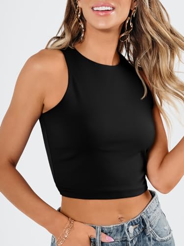 Image of EFAN Womens Sexy Sleeveless Double Lined Crop Tops Workout Cute Tight Racerback Tank Tops Summer Clothes Teen Girls 2025