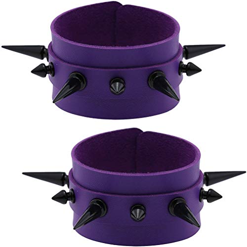 FM FM42 Women Multicolor PU Simulated Leather Black-tone Long and Short Rivets Spike Spiked 4cm(1.57